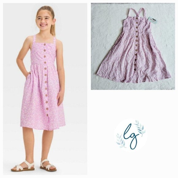 Cat & Jack Girls' Sleeveless Woven Floral Midi Dress 4KIDG-AZ (medium) - Picture 1 of 5